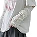 Eominve Y2K Women Teens Knitted Arm Warmers Japanese Harajuke Cosplay Lolita Cute Fingerless Mittens Thumb Hole Gloves (White)