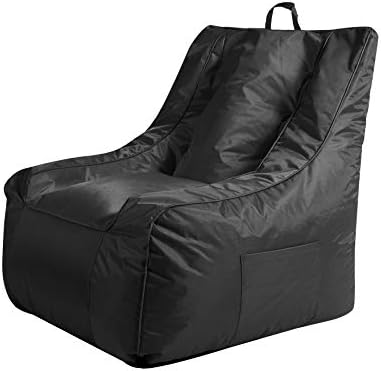 Urban Shop Supportive Canvas Bean Bag with Pocket, Black, Large