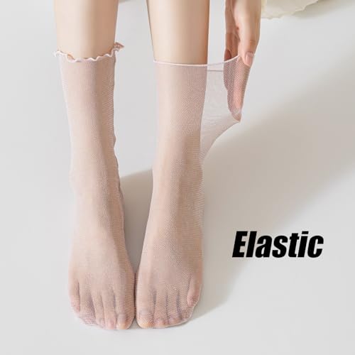 3Pack Women's Sheer Glitter Socks Ruffle Frilly Sparkle Shiny Slouch Socks Soft Tulle Fashion Party Socks Girls Gift4