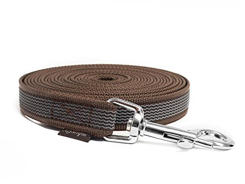 Mystique® Gummierte Schleppleine 20mm mit Handschlaufe Standard Karabiner braun 5m