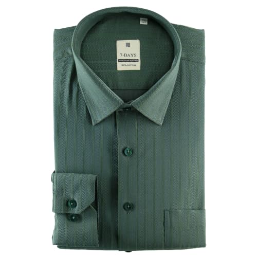 Image of 7-DAYS Men's Premium Formal Shirts - Regular Fit, Full Sleeve, 100% Pure Cotton, Self-Design, with Pocket - Stylish Office Shirts for Men