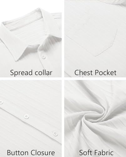Image of Zombom Men's Casual Button Down Shirts Short Sleeve Poly Cotton Shirt Fashion Textured Beach Summer Shirts| Men Stylish Shirt | Men Fancy