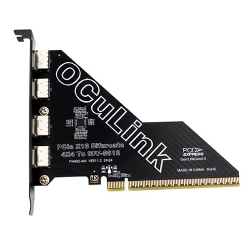 chenyang 4 Port Oculink to PCIe 4.0 X16 Adapter,SFF-8611/8612 to PCI Express Expansion Card Adapter with 12cm Slot Bracket