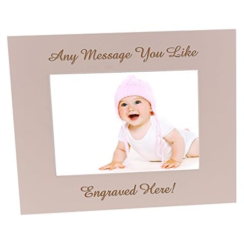 Personalised 6x4 BABY PINK LANDSCAPE WOODEN Photo / Picture Frame LASER Engraved - Wedding Birthdays etc Cover