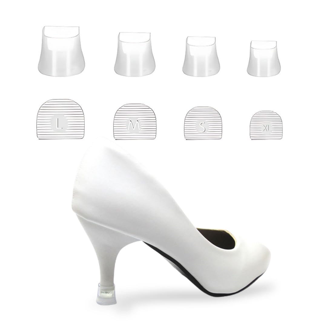 XOXVURI Protector de Tacón Alto,Protectores Zapatos de Mujer Tacos Tapones,Tacón de Aguja Cubre Tapones,Tacos para Tacones,Tacón Alto Tapón,para Uso Diario Boda Ocasiones Formales,4 Pares,Transparente