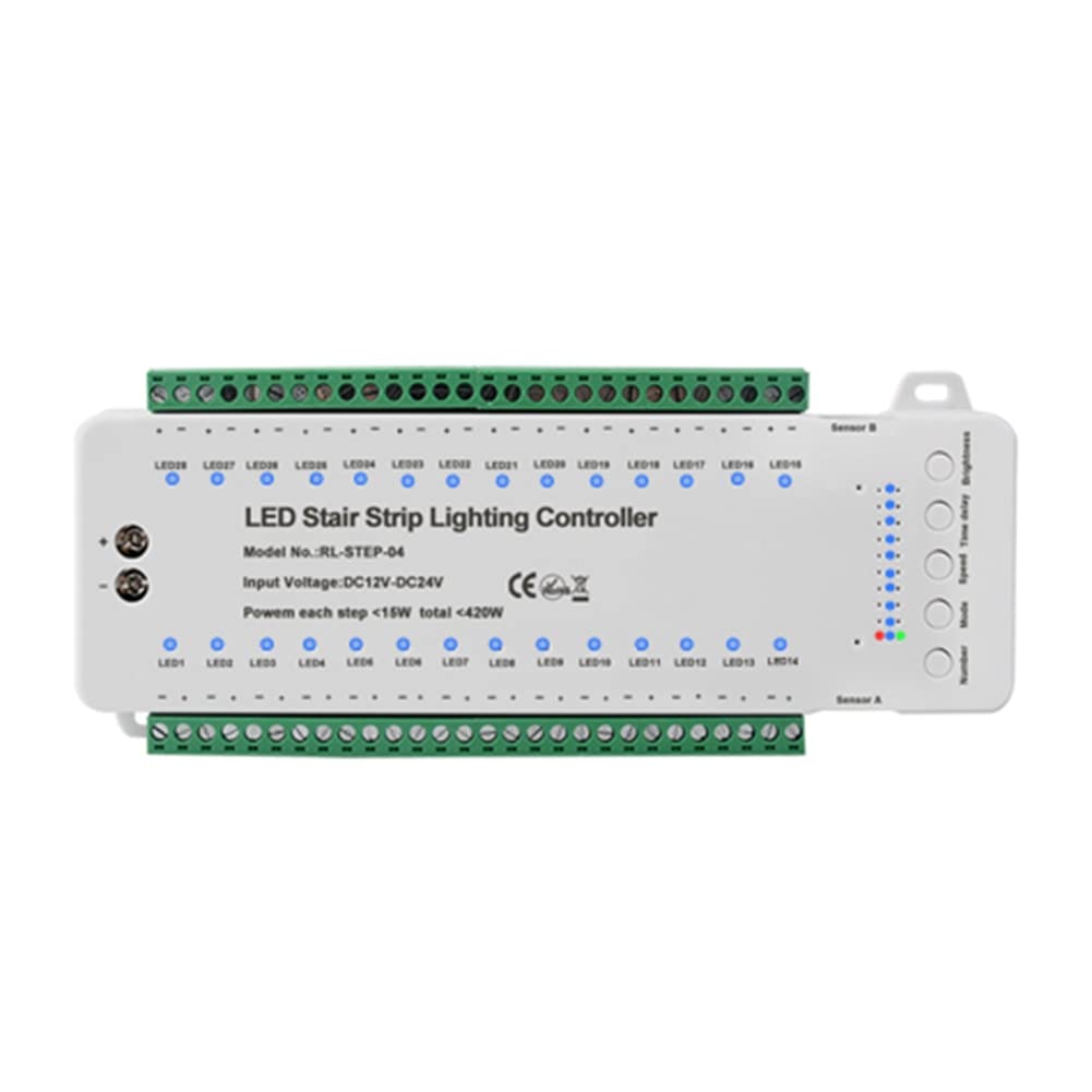 28 Stufen Treppenlichtregler mit Fernbedienung - Reaktive Beleuchtung - Treppenbeleuchtung System - Automatische LED Treppenbeleuchtung