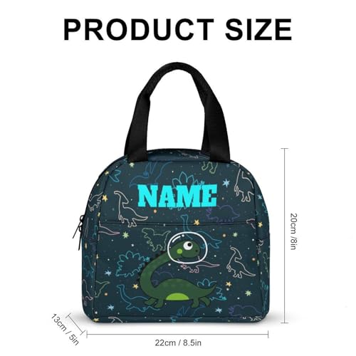 Custom Kids Backpack Set Personalized Name Text Galaxy Dinosaur Backpack with Lunch Box Customize 2 Pcs School Bookbag3