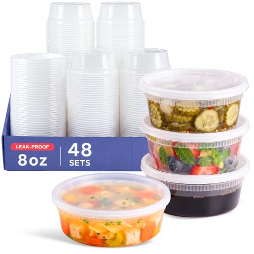GUSTO contenants délicatessen 8 oz couvercles hermétiques 48 ensembles