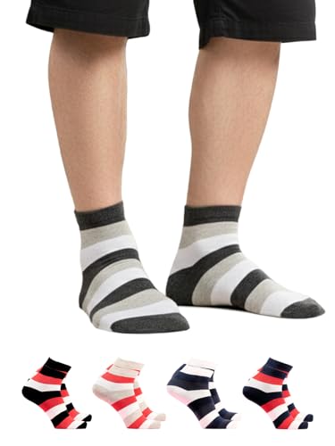 Image of Orbit Ankle Length Socks for Men |Made With Durable & Breathable Cotton | Ideal for Gym, Running, Office | 3 Pair -Multicolor