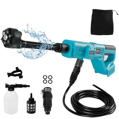 Cordless Pressure Washer for Makita 18V Battery 21000RPM 1000 PSI Portable Handheld Power Washer with 6-in-1 Nozzle & Foam Pot for Car Fence Floor Garden Cleaning (No Battery)