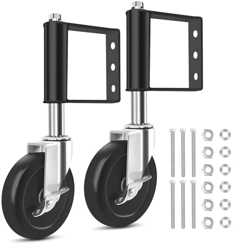 2 Pièces Roulette Portail 10.2 cm avec Ressort & Frein, Roulettes Pivotantes 360 ° Capacité Charge 100kg, Roue Charge Lourde pour Portes Jardin Bois, Portes...