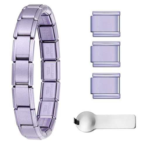 GEMOSA Pulsera italiana clásica de 9 mm con 18 + 3 eslabones, tamaño 6.5 ~ 8.3 pulgadas, con herramienta de conexión de acero inoxidable para mujeres, hombres, hijos, hijas, regalo dorado y plateado,