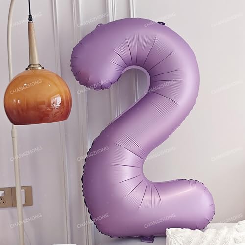 Image of 40 In Matte Lavender Purple Birthday Number 2 Helium Foil Mylar Balloon | Helium Foil Mylar, Suitable Boys' And Girls', 2st 12th Birthday Parties, Anniversary Celebration, Zero Balloon Purple paryt