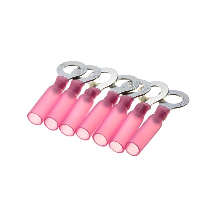 50pcs Copper + PE Crimp Terminals Red Ring M6 Insulated Heat Shrink Connector Electrical Wire Cable 22-18 AWG Connector