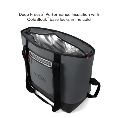 Image of Titan by Arctic Zone 30 Can Cooler Tote with Strap | Insulated Tote Bag with leek proof lining, handle, shoulder strap, and zipper for lunch, picnic, and travel