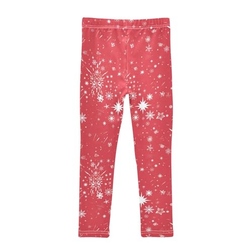 Merry Christmas Snowflake Red Hoho Kids Girl's Cotton Leggings Soft High Waisted Leg Yoga Pants Sports2