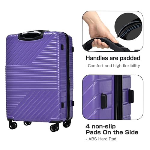 Durable 3-Piece Hardshell Luggage Set with 8 Silent Wheels and Lock - Lightweight Travel Suitcase (20'', 24'', 28'')2