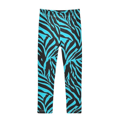 ALAZA Girls' Leggings Children's Yoga Pants Skinny Printed Dance Blue Zebra Stripe Animals Comfortable 4T