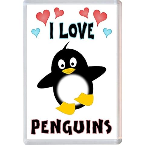I Love Penguins Jumbo Fridge Magnet Cover