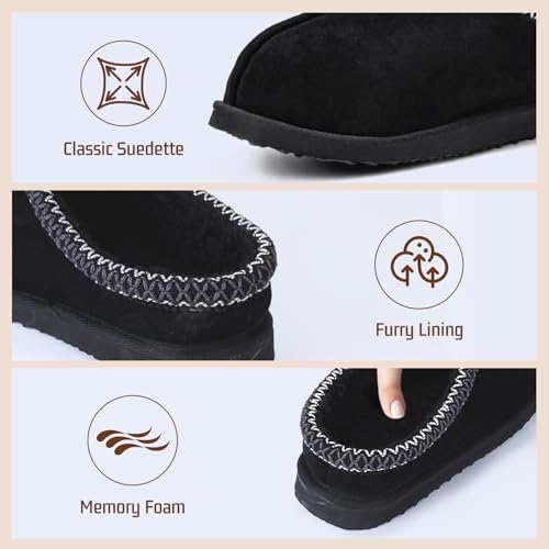 Image of Women's Slippers Fuzzy Cozy Short Ankle Shoes Indoor and Outdoor Mules Furry Warm House Slippers for Woman Cute Fluffy Clogs