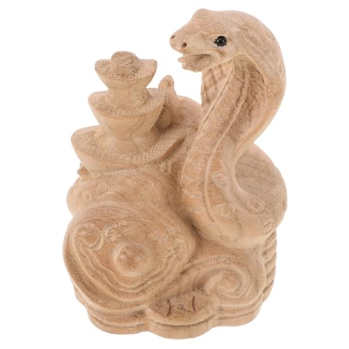 Statue de serpent en bois Feng Shui : figurine chinoise de décoration pour l'année