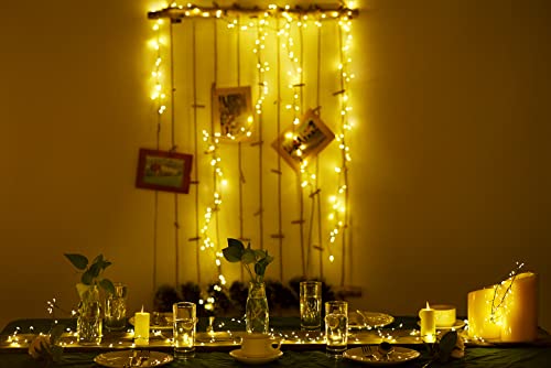 Warm White : 6feet 120 LED Starry Lights, Dailyart Battery Operated Waterproof Dark Green Copper Wire Fairy Light String Light for Garland, Wreath, Patio, Garden, Wedding, Party, Xmas(Warm White)