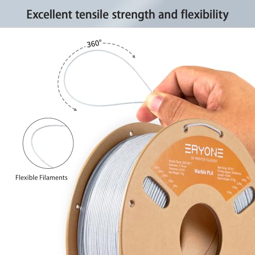 Image of ERYONE Marble PLA Filament 3D Printer Filament 1.75mm + /- 0.03mm Fits for Most FDM 3D Printers, 1KG Cardboard Spool(2.2LBS), Marble