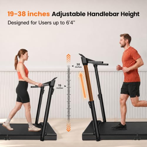 Image of JAGJOG Walking Pad Treadmill with Height-Adjustable Handlebar, Foldable | 7.5 MPH, 300 lb, Quiet Power, Space-Saving, 12 Preset Programs, No Assembly