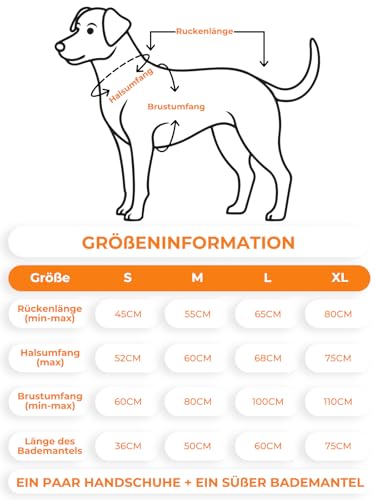 Bibykivn Hundebademantel, Einstellbarer Dichtheitsgrad mit Klettverschluss, Schnelltrocknend für Große, Mittelgroße, Kleine Hunde/Katze (Lion-Orange, S)
