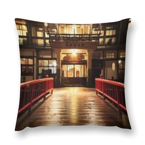 銀山温泉流行両面印刷枕カバー腰部枕カバー室内ソファー四季通用抗菌防臭快適な手触り誕生日クリスマスプレゼント枕カバー抱き枕カバー22 "x22 "