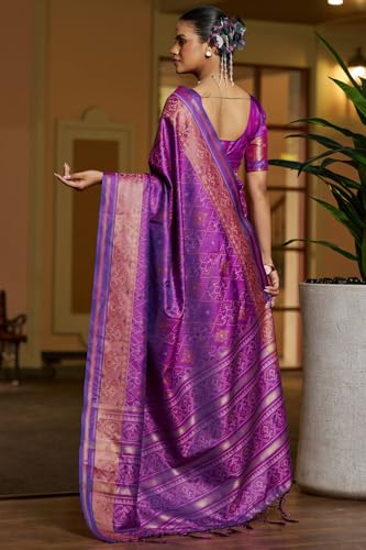Image of SGF11 Women's Kanjivaram Patola Silk Saree Silk Saree Pure Golden Zari With Blouse Piece