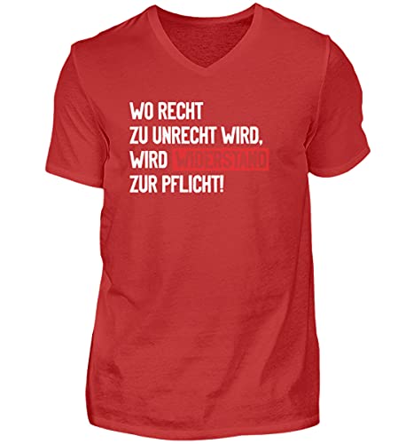 T-shirt col en V homme rouge imprimé vêtement à message philosophique taille S