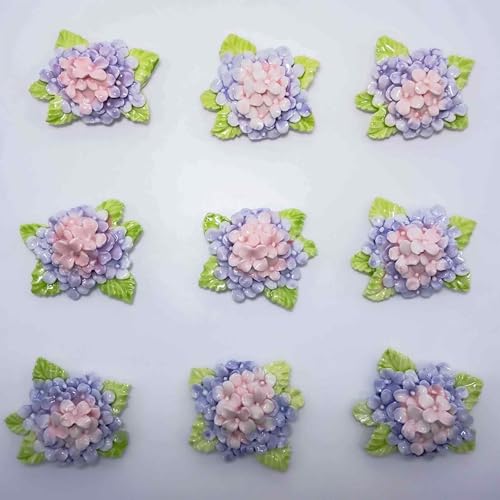 Imán decorativo de cerámica Hydrangea morado 3D miniatura 6