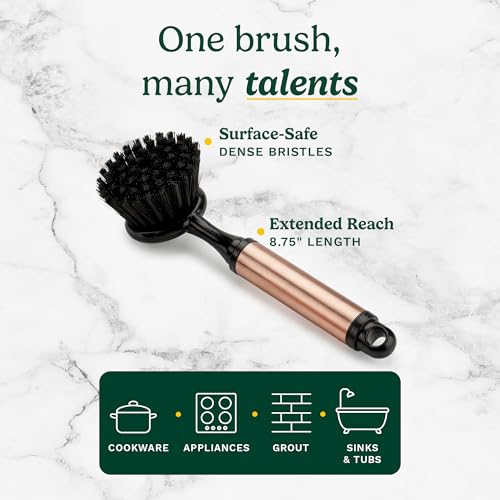 Image of Cuisinart Dish Brush with Handle 2 Pack - Kitchen Scrub Brush for Dishes, Pots & Pans, Non-Scratch Dish Scrubber, Firm Bristles for Sink & Cookware, Comfortable Grip for Everyday Cleaning