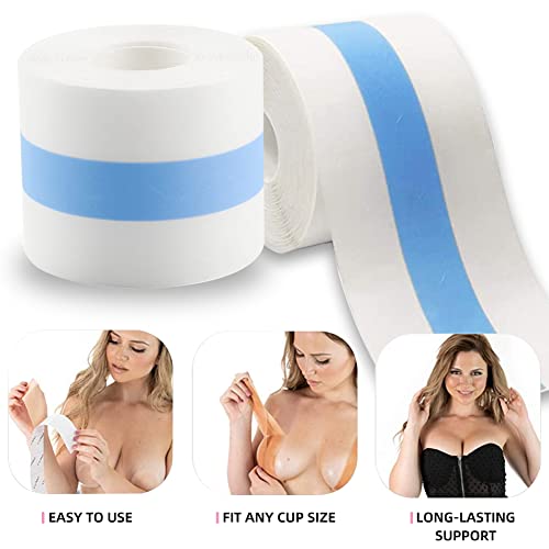 Klebe-BH Tape Brustband Boob Tape Breast Lift Tape Push Up Große Brust Unsichtbarer Bruststraffung Band mit 36pcs Fashion Tape für Kleid Brautkleid 5 m x 5cm (Stile 2-trasparente, 5 m x 5cm)