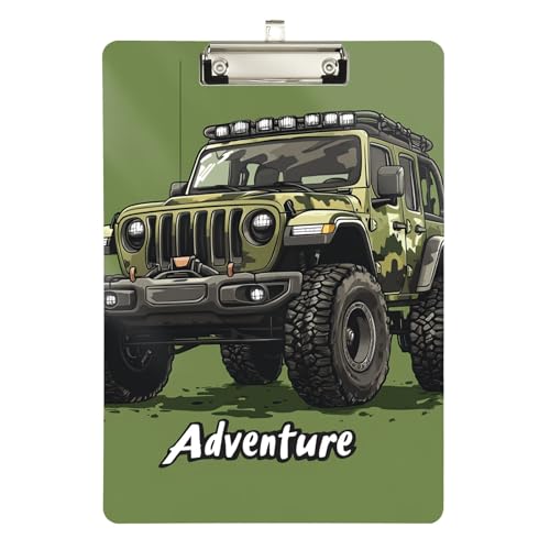 グリーン迷彩トラッククリップボード プラスチック、両面プリントハンギングクリップボード 12.5インチ x 9インチ
