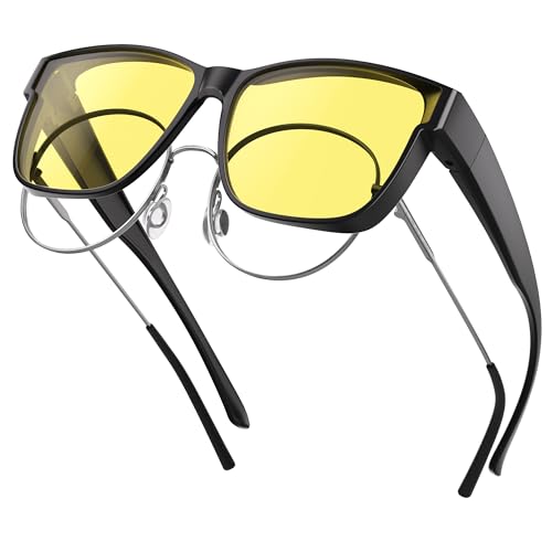 XVXV Night Vision Driving Glasses Fit Over Eyeglasses for Men Women