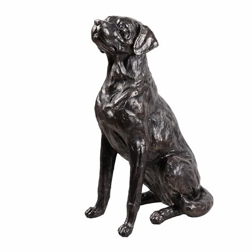 Figura Decorativa Labrador Sentado de Resina y Bronce miniatura 2