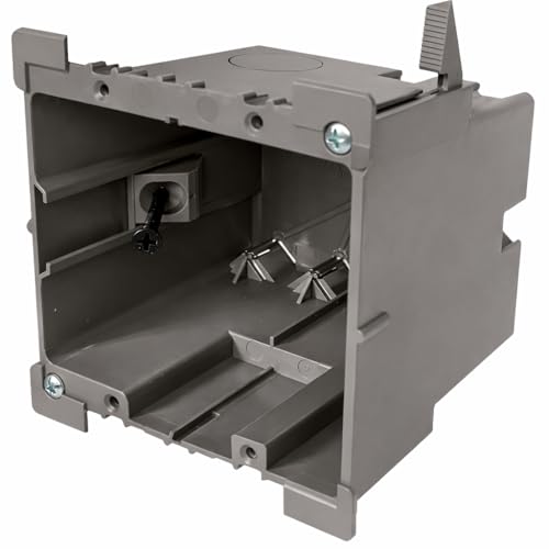 SmarToggle Two Gang Retrofit Wall Box Old Work Electrical Box for Stud or No-Stud Mount | 1-1/2 Toggle Depth | Smart Device Switch or Outlet Dual Mount PC Wall Box