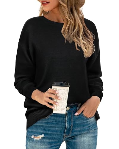 Image of LAISHEN Women's Fall Fashion 2025 Casual Long Sleeve Crewneck Loose Knit Pullover Cute Sweater Tops