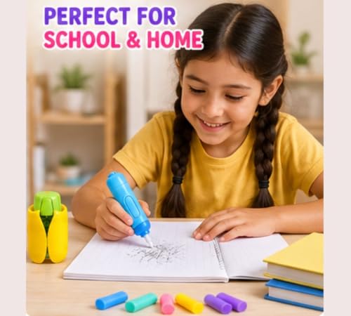 Image of Cute Electric Eraser for Kids with Fan & 30 Refills Battery Operated Automatic Electric Eraser Portable Pencil Eraser Multicolor & White Refills |School Stationery Gift for Boys & Girls |Random Color