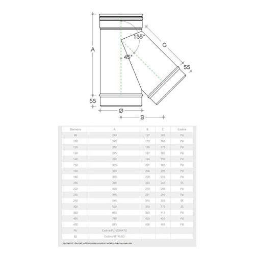 Raccordo a Y braga MF codino M inox 250mm 5 decimi AISI 304