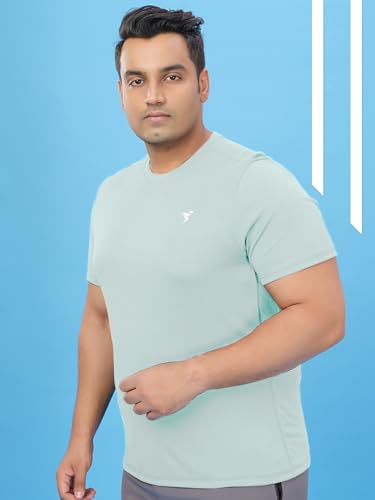 Image of TECHNOSPORT Men's TECHNOCOOL+ Slim Fit Sports T-Shirt Quick Dry Round Neck Performance Tee with UPF 50+, Anti-Odour, Anti-Microbial & 2-Way Stretch Gym, Running, Training & Casual Wear