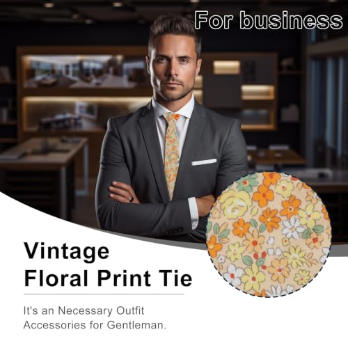 Image of Luckyvestir Ties for Men, Sage Green Cotton Floral Tie 2.76 inch Flower Printed Men's Neckties for Wedding /Groomsmen /Suit /Party