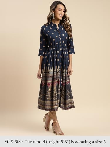 Image of rangita Women's Rayon Relaxed Fit Anarkali Calf Length Printed Kurti | Kurta