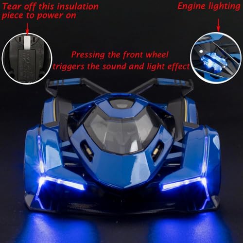 Image of 1:22 Scale Diecast Metal Car Lambo V12 GT Toy Car for Kids Collection Model Cars with Light Sound Pull Back Openable Door