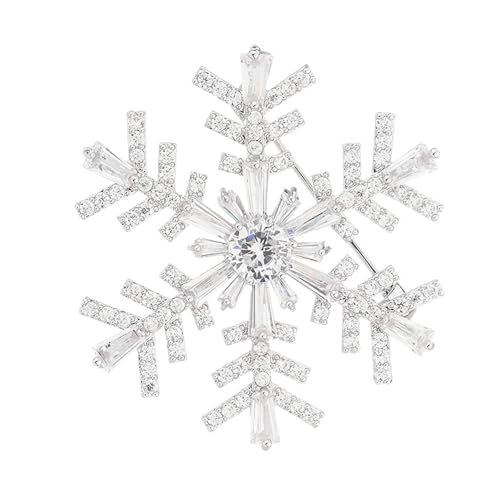 RLHRNDE Christmas Snowflake Brooch Pins for Women Men Delicate Winter Aqua Ice Blue Teal Pink Cubic Zirconia Pins Cloth Dress Accessories Corsage Badge Christmas Birthday Jewelry Gifts (Snowflake G)