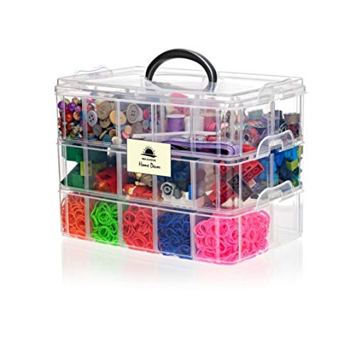 BBA Sunrise Snap Cube Stackable Arts & Crafts Case, 3-Tier Clear Stackable Storage Box with Compartments, Jewelry Box, Bead Organizer Case Kids, Box w/Dividers, Tool Storage Box