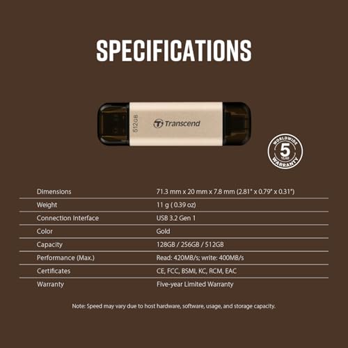 JetFlash 930C USB 3.2 Gen 1 da 256 GB, colore rosa oro - TS256GJF930C - Chiavetta USB - Immagine 10