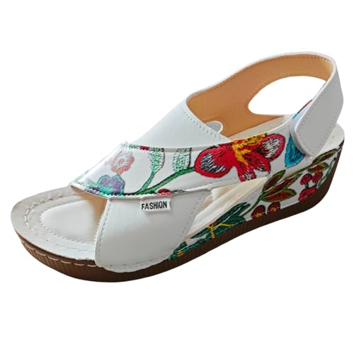 Generisch Sandales d'été pour femme - Pieds larges - Sandales de plage - Pieds nus - Sandales d'été confortables et élégantes - Respirantes - Pour les...